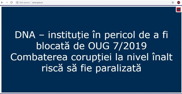 Mesaj de protest pe site-ul DNA