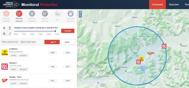 Aplicația Monitorul Prețurilor Carburanților și pentru Mediaș
