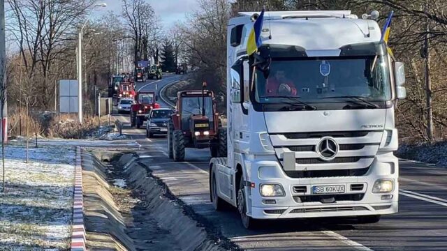 Protest pe DN 14 zona Mediaș