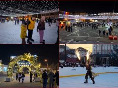 Sezonul sărbătorilor de iarnă, deschis oficial la Mediaș | Spectacol pe patinoar | VIDEO